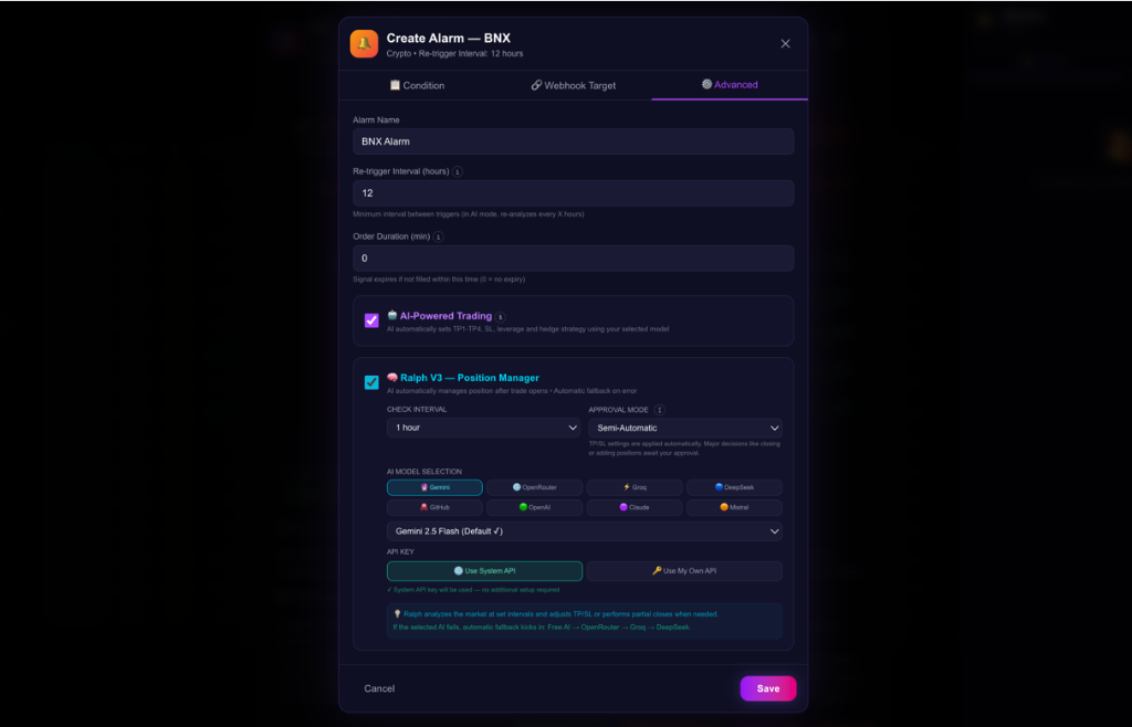 Ralph V3 Position Manager — AI-Powered advanced settings